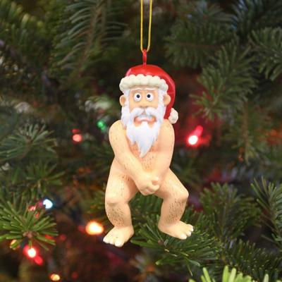 Fun Naked Santa Claus Flat Pendant Christmas Tree Ornaments New Year Home Party Decoration Car Pendant