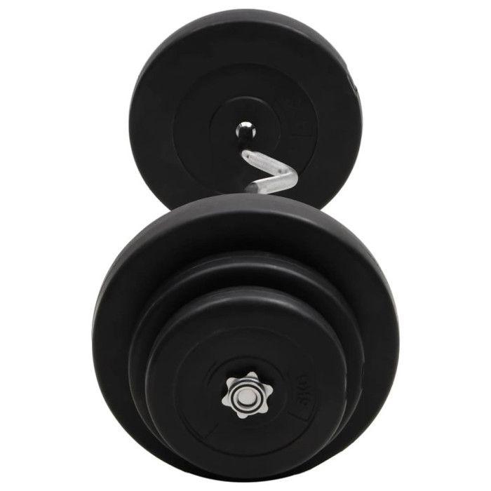 3145019 vidaXL Wavy Barbell Bar with Plates 60 Kg