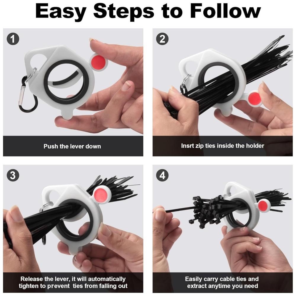 Portable Cable Tie Organizer Plastic Zip Tie Fluorescent Storage Holder Tools Reusable Cable Strap Organizer Wiring Accessories