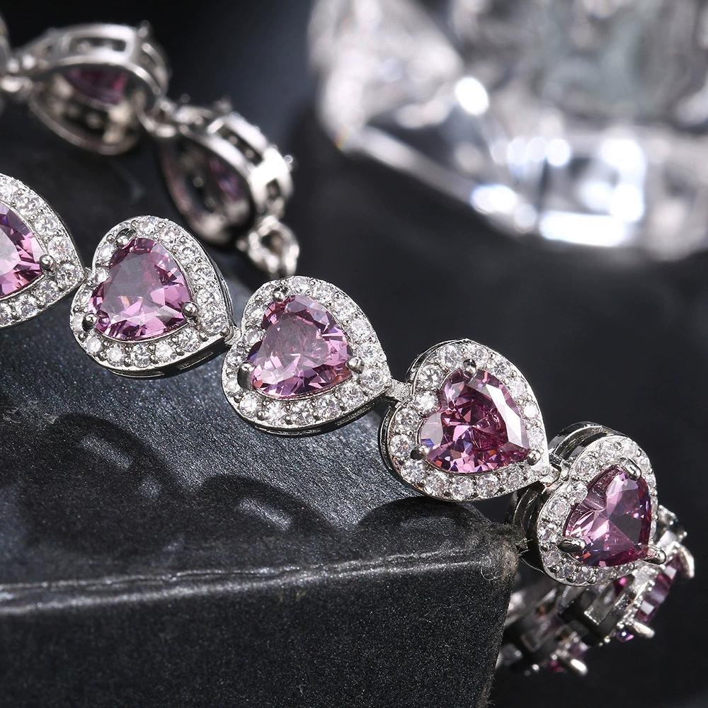 SUGO Elegant Synthetic Purple Zirconia Bracelet , Shiny Fashion Accessory, Perfect Match for Rugby Events, Ladies' Jewelry