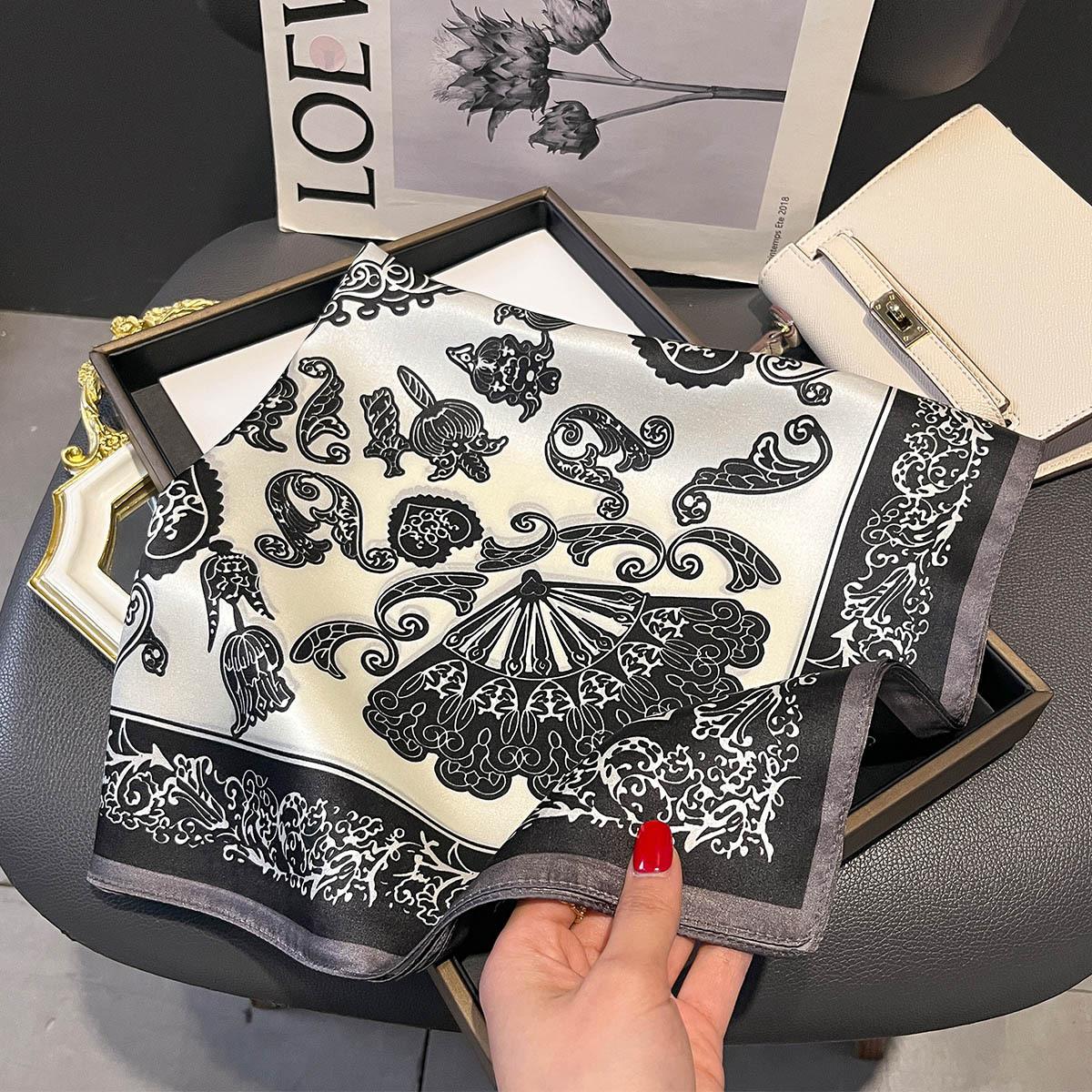 

100% Шарф из чистого шелка Женская повязка для волос Фуляр Высокое качество Квадратный Женский платок на голову Роскошный Шаль Накидка Хиджаб Бандана Шарфы Real Silk 65x65cm