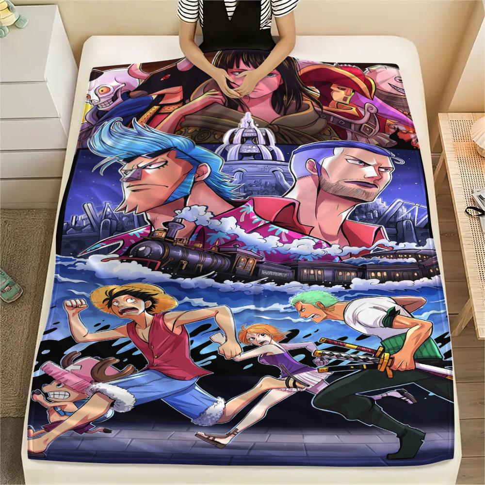 One Piece Character Print Flannel Blanket,High Quality Comfortable for All Seasons,Home Decor,Warmth and Comfort,Perfect for Christmas Gifts