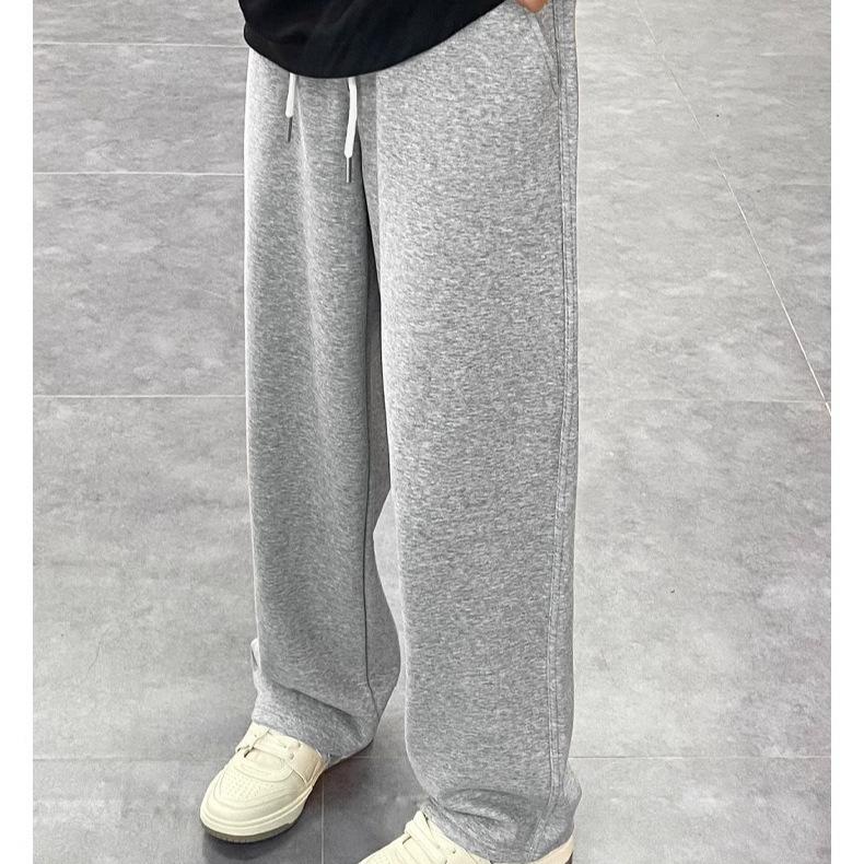 American Heavy Casual Trousers Boys Spring and Summer New Loose Straight Pants Drape Men's Sports Wide-leg Sweatpants