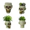 Skull Flower Pot Resin Human Skull Planter Halloween Candy Bowl Gothic Plant Pot for Succulents Home Office Desk Decoration