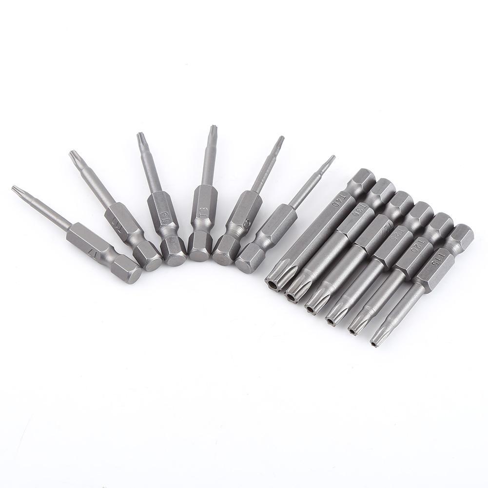 12-teiliges Schraubendreher-Bit-Set mit 1/4 Zoll Schaft und 50 mm Stahl, magnetisch, Stern-Schraubendreher-Bits, T5-T40