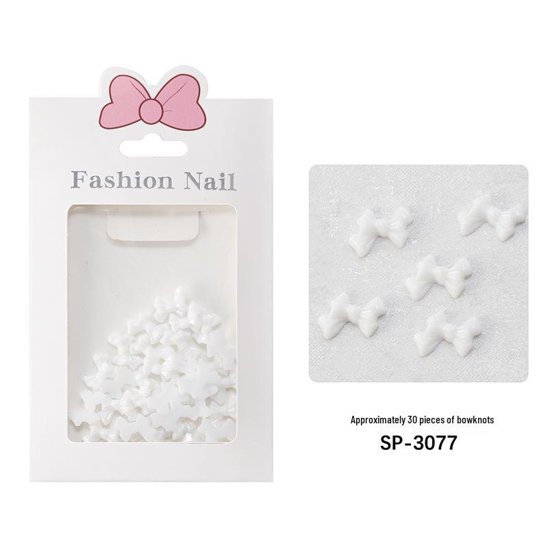 Black & White 3D Resin Ribbon Bow Nail Art Accessories (30pcs)