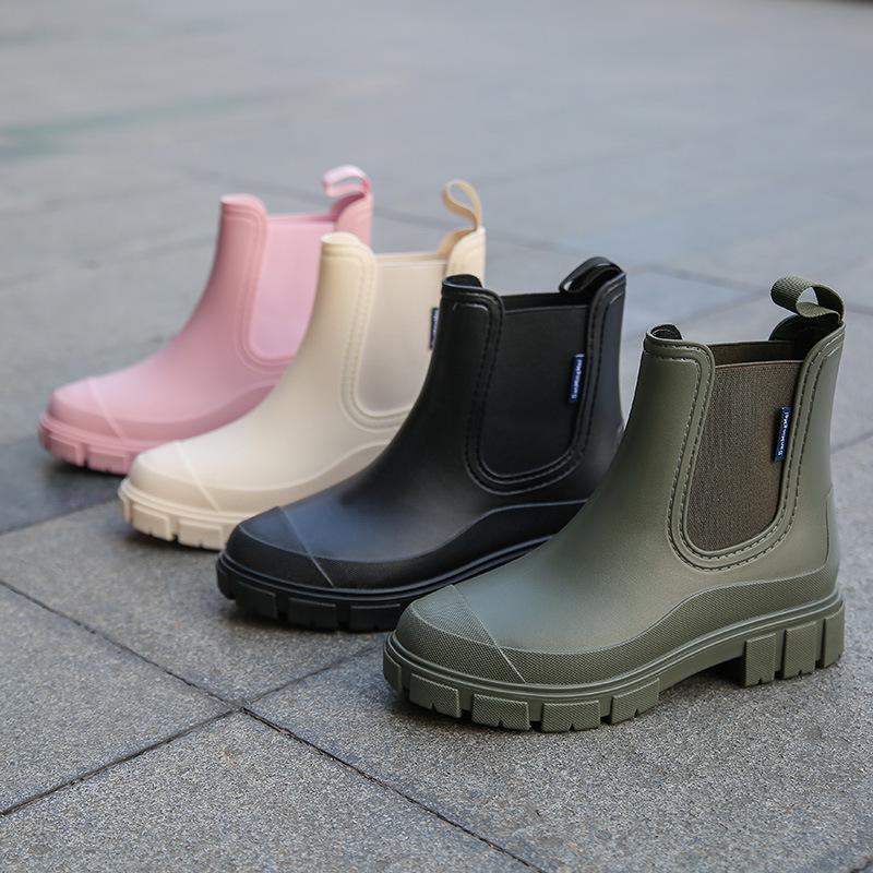 Women's Mid-Calf Chelsea Rain Boots - Waterproof, Non-Slip, Fashionable Rubber Shoes