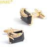Golden Square Rhinestone Crystal Zircon Metal Cufflinks Men's Cuffs With Studs French Shirt Button