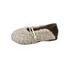 Flat-bottomed Mary Jane lamb wool shoes, children wear new Doudou shoes in autumn and winter