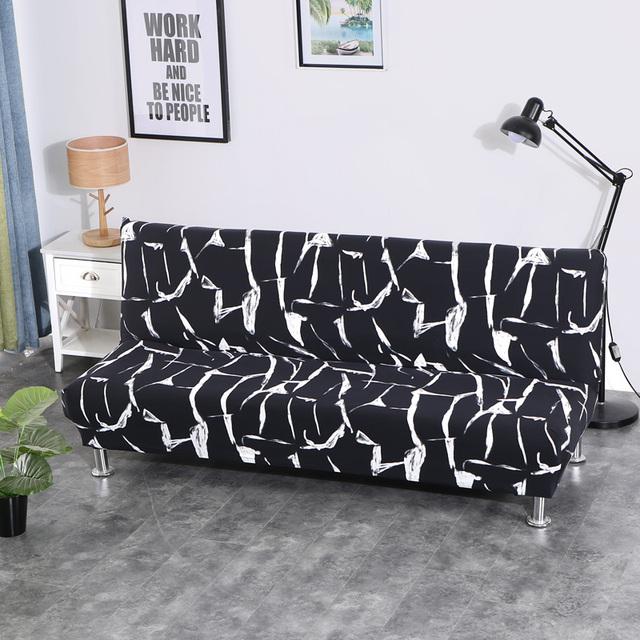Black Geometric Folding Sofa Bed Case Living Sofa Cases Elastic Spandex Stretchdouble Seat Case Slipcovers For Living Room Area Geometric Print