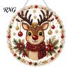 Decorative Ornaments for Garden Christmas DIY Faux Diamond Painting Hanging, Santa Wreath Acrylic Pendant, Pearl Crystal Texture Beads Craft Kit Wall