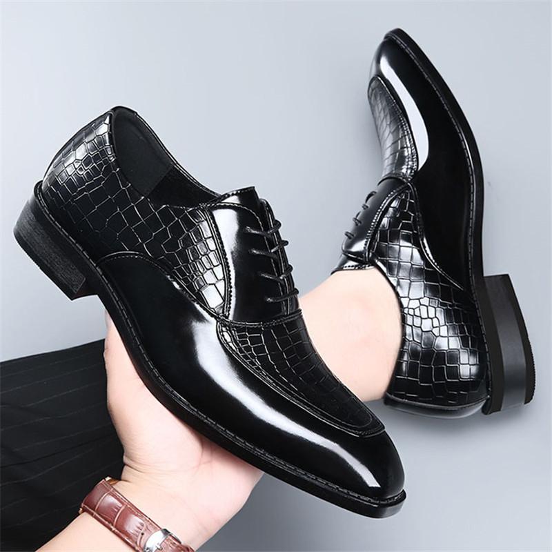 Fashion Designer New Men's Pointed Mixed Patchwork Casual Oxford Shoes Male Wedding Dress Homecoming Formal Wedding Footwear
