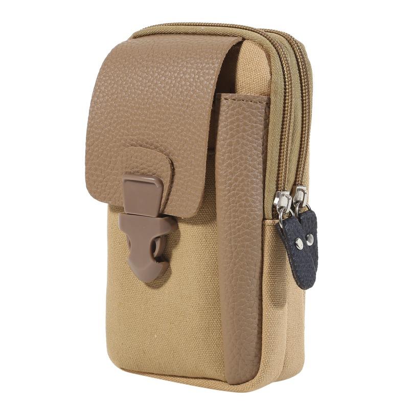 Casual Men Waist Bag Small Solid Color Zipper Fanny Pack Card Holder 4 Inch Phone Pouch Belt Bag Purse Outdoor Sports