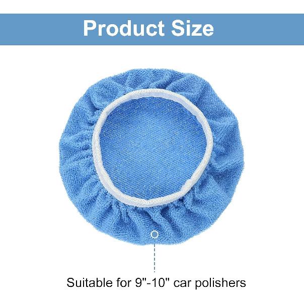 HARFINGTON 5pcs Car Polisher Bonnet Buffing Pad Micro-fiber Polishing Buffing Pad Cover for 9"-10" Car Buffer Bonnets Polisher, Light Blue