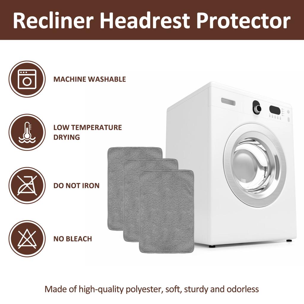 3Pcs Recliner Slipcovers Armrest Covers  Non Slip Sherpa Headrest Protector Recliner Chair for Sofa Recliner Protector 57 X 38cm