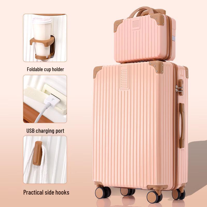 JOURHEY SHI Lightweight Rolling Suitcase with USB Cup Holder