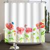 Floral Shower Curtain Flower Butterfly Waterproof Polyester Bathroom Curtain With Hooks Bathtub Screen