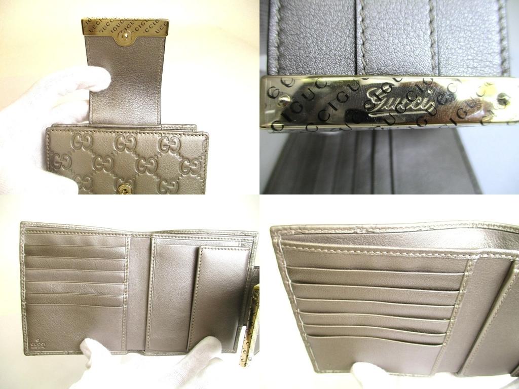 Authentic GUCCI GG Metal Guccissima Gray Signature Leather Bifold Wallet #a879  Refurbished