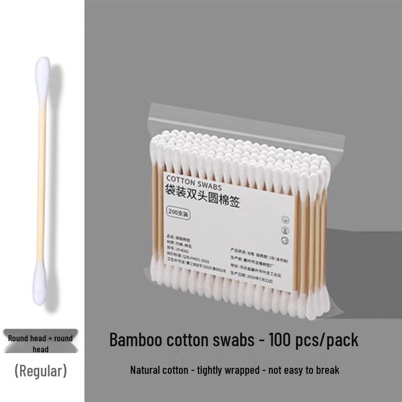 

Makeup Remover Double-Headed Cotton Swabs - Wooden Sticks, Round & Pointed Tips, Disposable & Sanitary for Ear Cleaning
