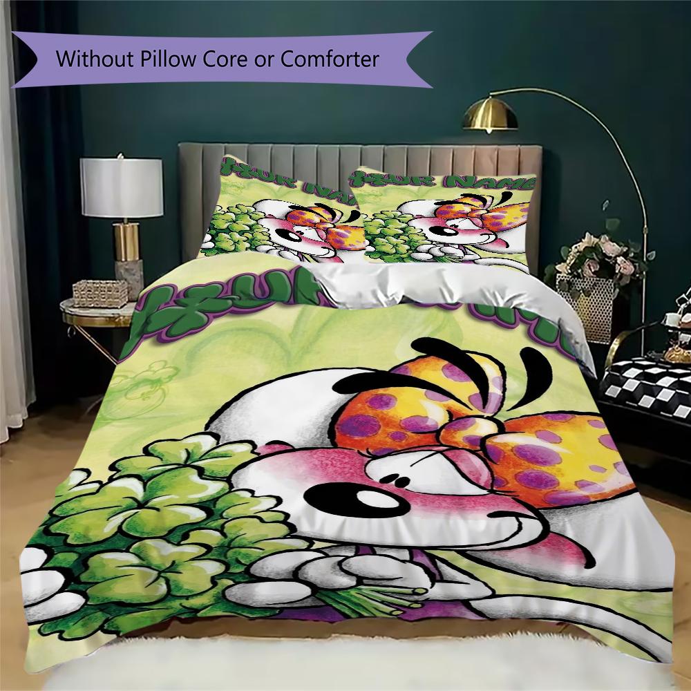 Custom Name Diddl Pattern Bedding Uilt Set Uilt Cover Pillowcase Home Decoration Birthday Gift (1*duvet Cover+2*pillowcase Without Core)