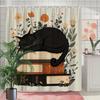 Elegant Black Cat On Books Shower Curtain - Water-Resistant, Easy To Clean, Adds A Sophisticated And Cozy Touch To Your