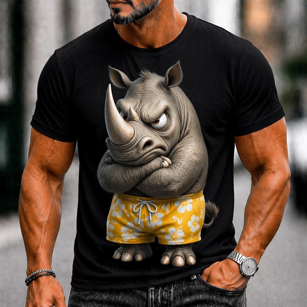 

Men s Animal Funny T Shirt Short Sleeve Crew Neck Shirt Exaggerated Designer Party Holiday Blue Black White Summer Spring Clothing S