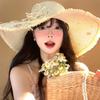 Lafite French big-brimmed beach hat seaside vacation sunscreen hat new hollow design sunshade straw hat women