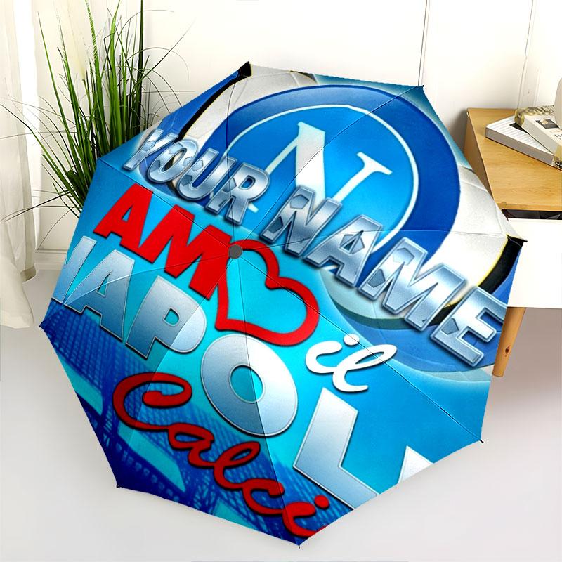 1 PC Automatic Folding Umbrella - SSC Napoli Custom Name Pattern, Portable & Foldable Design with 8 Ribs, Christmas Birthday Gifts