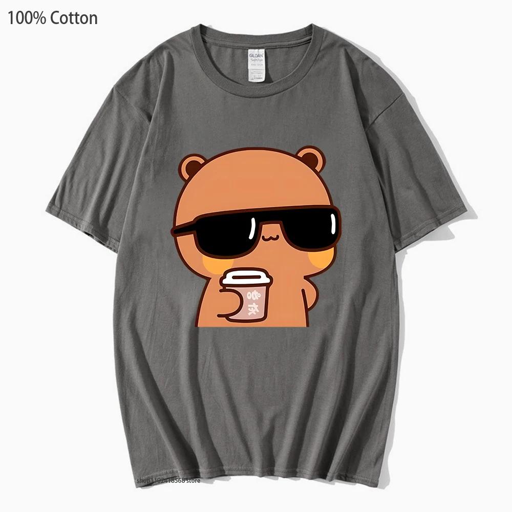 Couple Shirt Bubu Is Watching Movie With Dudu Tshirts Cartoon Cute Graphic Tshirt Unisex Kawaii Y2k Top 100 Cotton Unisex Clothes