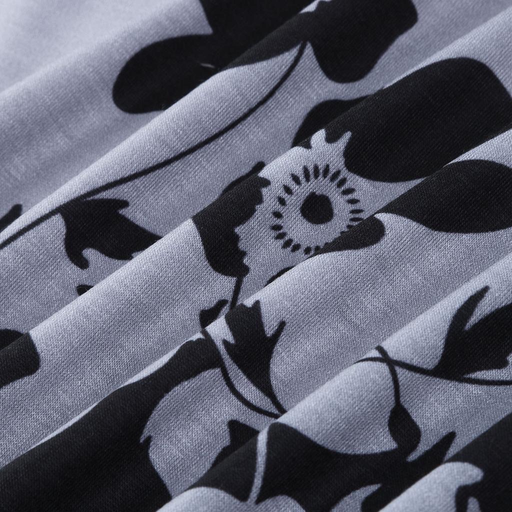 Ladies Fashion Print Half High Neck Long  Sleeve  Loose Straight  Dress