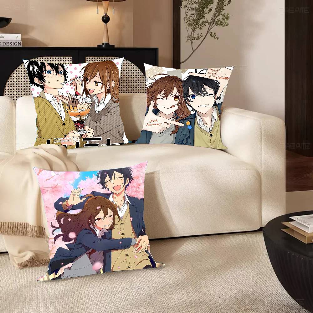 Japanese Classic Anime Horimiya Vintage Pillow Case Fashion Square Pillowcase Bedroom Sofa Room Ins Decoration Leisure