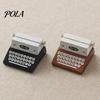 Retro Desk Accessory Wooden Typewriter Memo Clip, Vintage Place Card Holder, Clamp Decorative Message Photo Picture Holder Stand for Home Office
