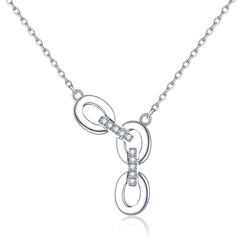 Three-ring Ring Pendant 925 Silver Chain Necklace Female Niche Design Versatile Foreign Trade Personality Sterling Silver Clavicle Chain INS