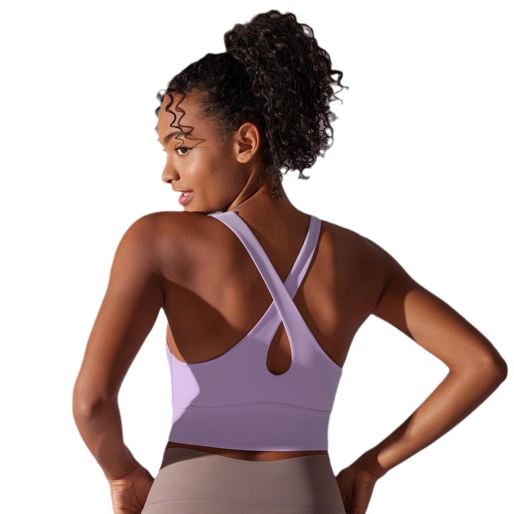 New Naked Sports Underwear Sexy Cross Back Yoga Bra Shockproof Gathering Running Training Fitness Vest For Women