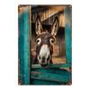 Farmhouse Donkey Metal Wall Art 8x12 Inch  Rustic Vintage Iron Sign with Blue Barn Fence Design Durable Farm Animal Decor F