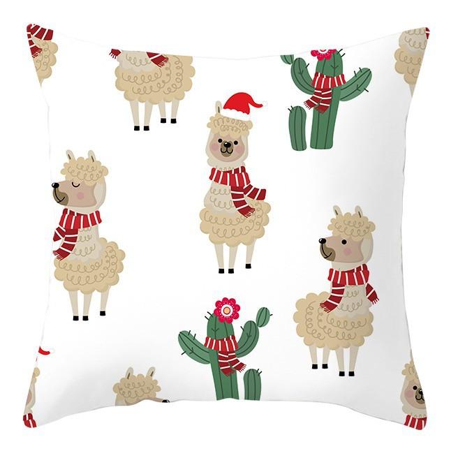 Cartoon Christmas Dog Car Pattern Pillow Case Festive Home Decoration Office Car Cushion Pillow Case