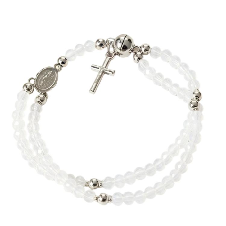 Fashionable Alloy Link Bracelet Ceramic Detail Crucifix Charm Link Chain For Birthday And Anniversary Gift