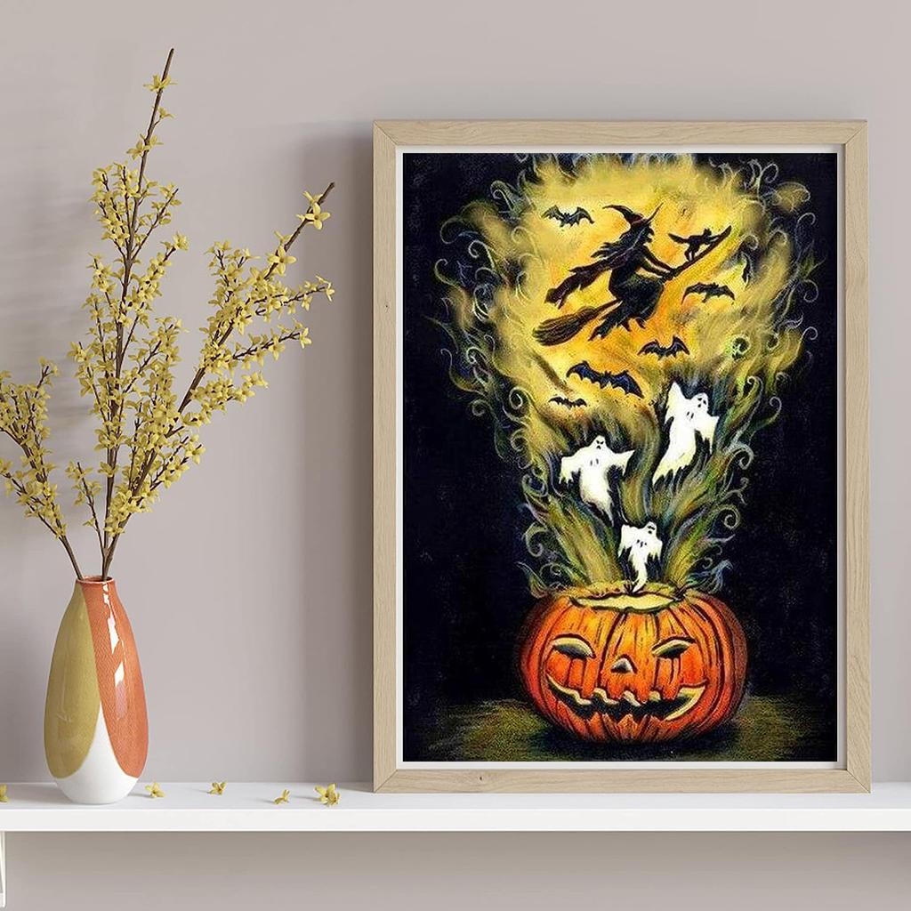 NEWENMO 5D Diamond Painting – Schwarze Katze Halloween Motiv, 30x40 Cm, DIY Diamantbild Für Erwachsene