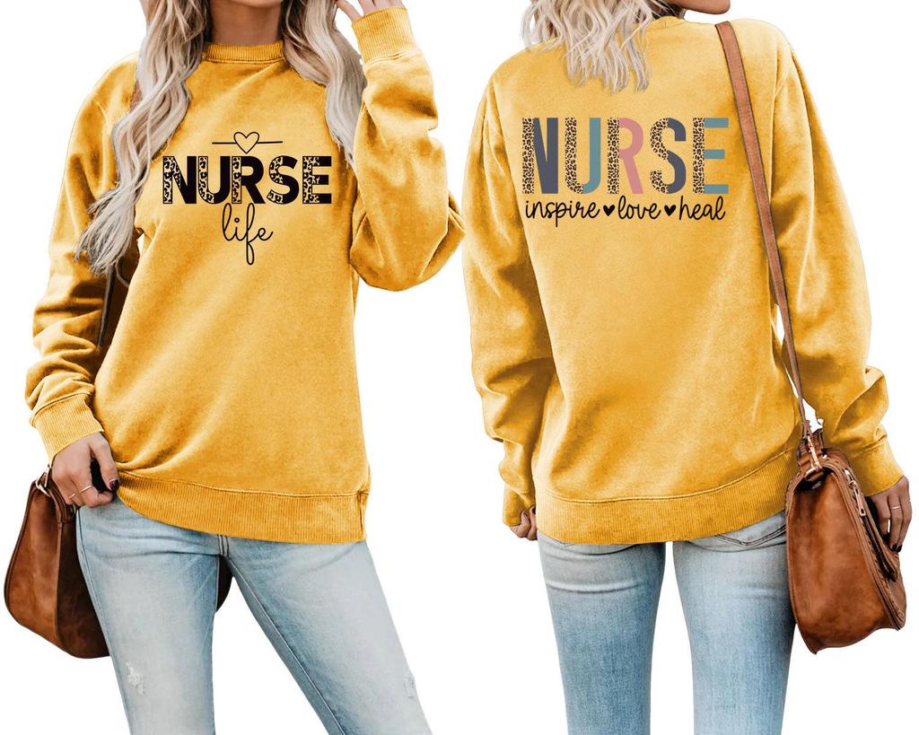 European Front & Back Print Nurse Inspire Love Heal Women's Versatile Hoodie