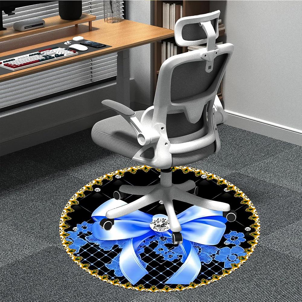 

1pc Elegant BowChair Carpet for Office, Indoor Non-Slip Washable Polyester Fiber Carpet, Mat For Office, Machine Washable 80cm