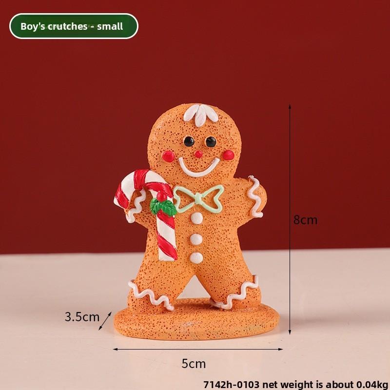 Christmas Gingerbread Man Decor Resin Cartoon Holiday Tabletop Ornament For Festive Atmosphere