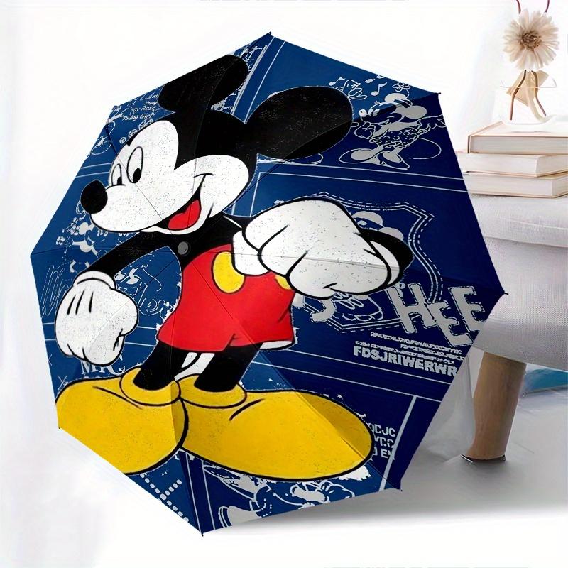 Mickey Mouse,Cartoon Automatic Folding Umbrella   Simple 8 Rib Design, Bright Cartoon Pattern, Durable Iron Frame, Suitable For Travel, Outd