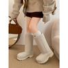 Brown Velvet Thickened Thick-soled Long-tube Snow Boots Winter Northeast Thermal Cotton Shoes