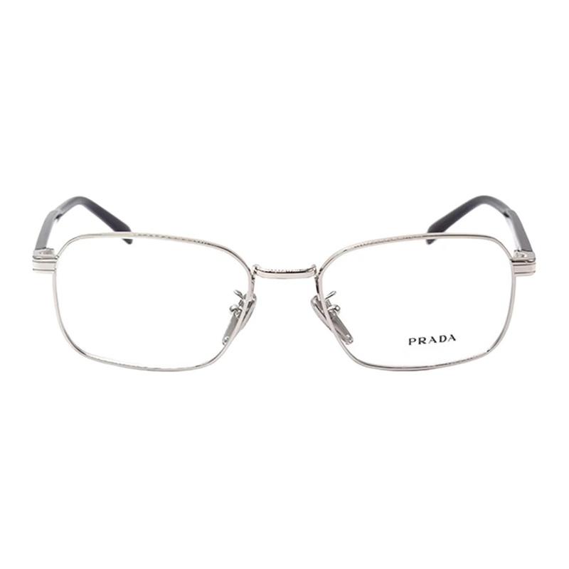 Prada [Available prescriptions] Brand logo, alloy, square, optical glasses, men's, silver Silver 55 in original box and bag
