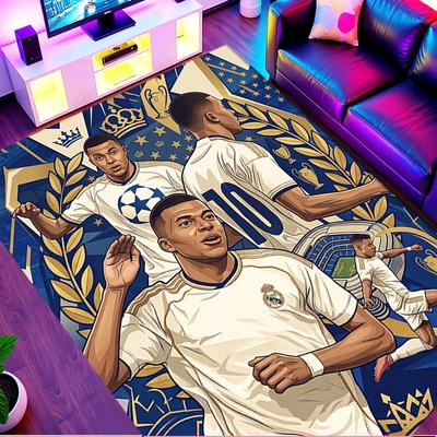 Kylian Mbappe Print Rug, Washable Floor Carpet, For Entryway Dorm Laundry Room Office Study, Home Decor Birthday Christmas Gift