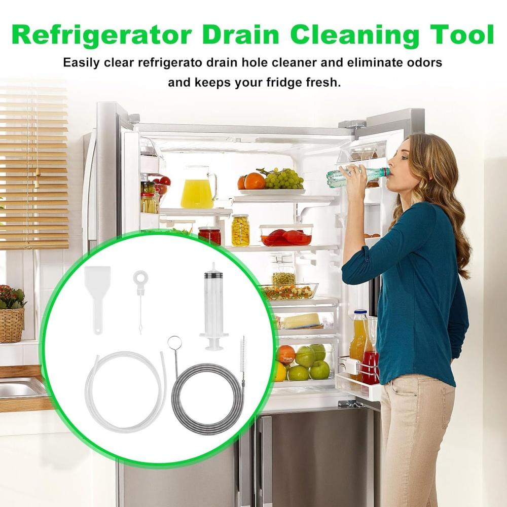 5pcs Refrigerator Drain Cleaning Tool Fridge Water Line Cleaner Kit Long Tube Brush Cleaner