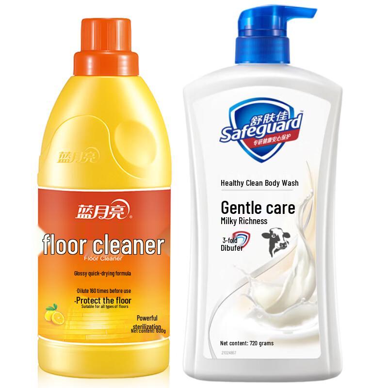 Blue Moon Floor Cleaner 600ml & Safeguard Shower Gel 720g Bundle