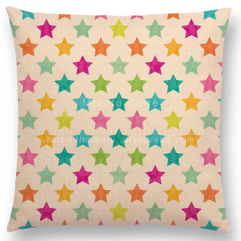 Kolorowe Kwiaty Liście Kropki Poszewka na Poduszkę na Sofę Gwiazdy Fale Wzór Geometryczny Pastelowe Trójkąty Diament Tęcza Poszewka na Poduszkę