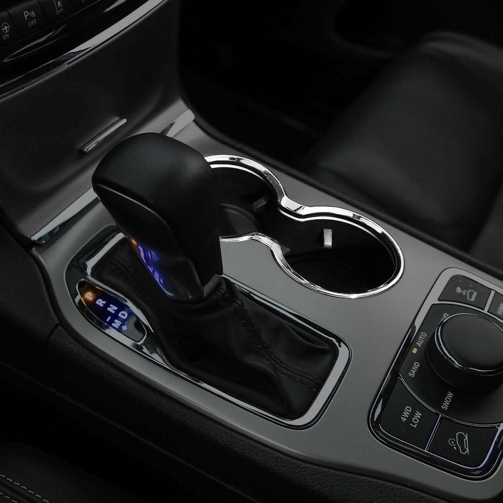 Cup Holder Trim Cover Frame Decorative Interior Accessories for Jeep Grand Cherokee 2011- (Chrome)