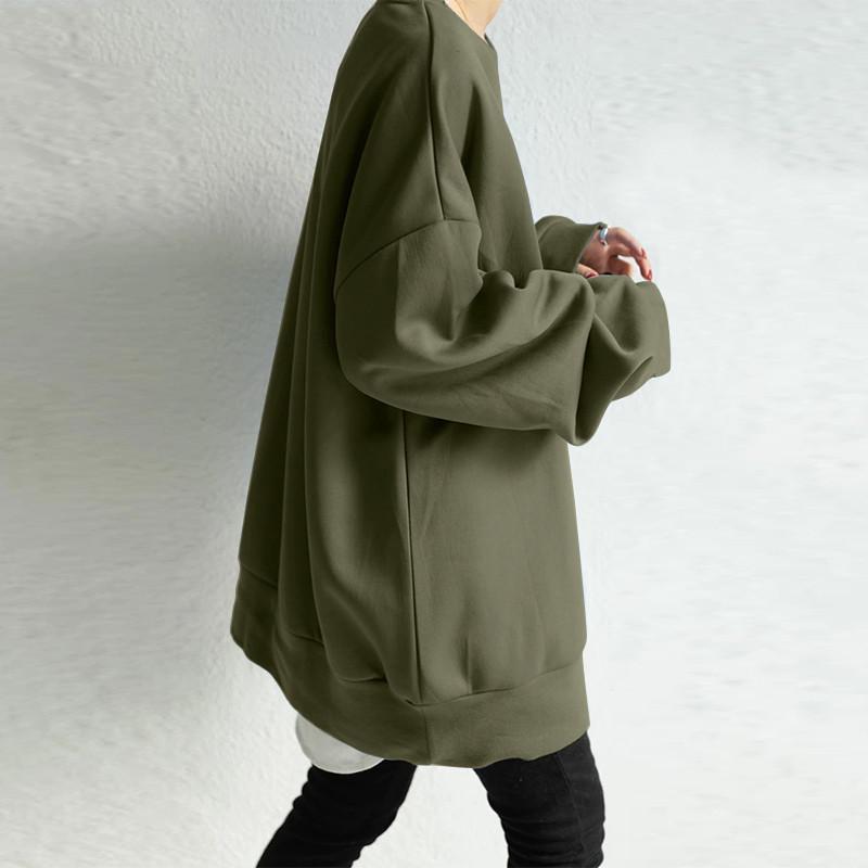 2022 Winter Korean Style Women's Round Neck Loose Fit Pullover Hoodie